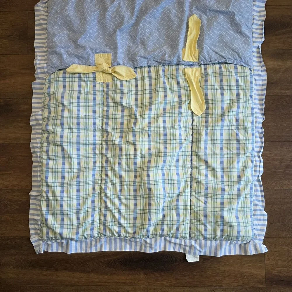 Waverly Baby Crib Comforter Blue Yellow Plaid 36